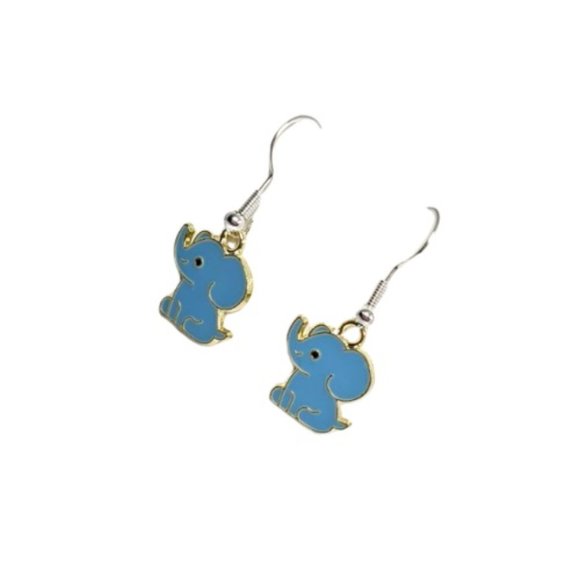 Baby Blue Elephant Earrings - Picture 2 of 4
